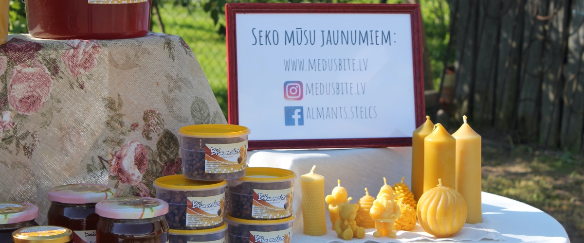 Medusbite.lv produkcija: medus, sveces, bišu maize